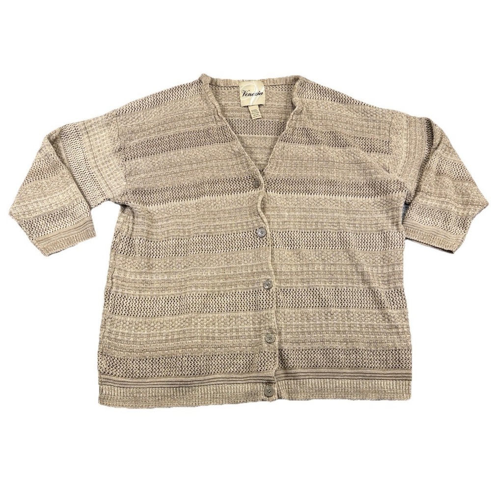 Vtg Venezia Ramie/Cotton Beachy Cardigan Size 26/28 Boho Coastal‎